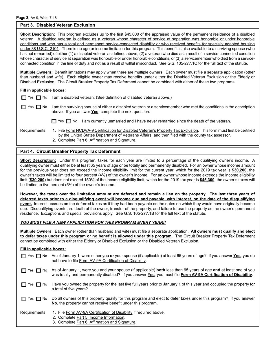 Form AV9 2019 Fill Out, Sign Online and Download Fillable PDF, North Carolina Templateroller