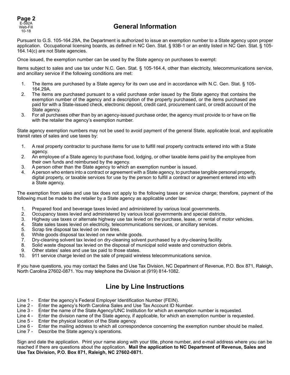 Form E592A Fill Out, Sign Online and Download Fillable PDF, North