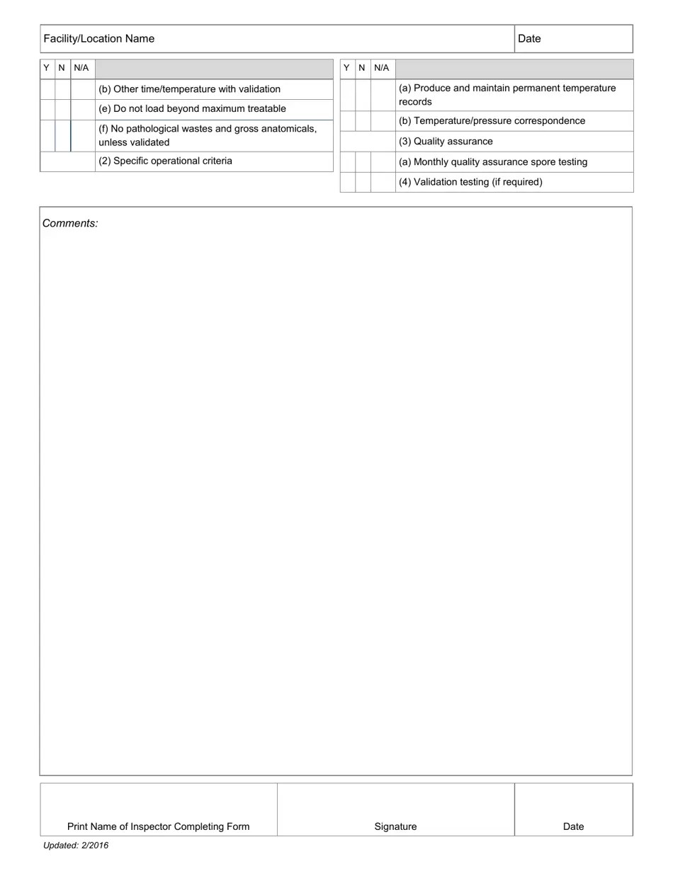Ohio Iw Treatment Facility Autoclave Inspection Checklist Fill Out