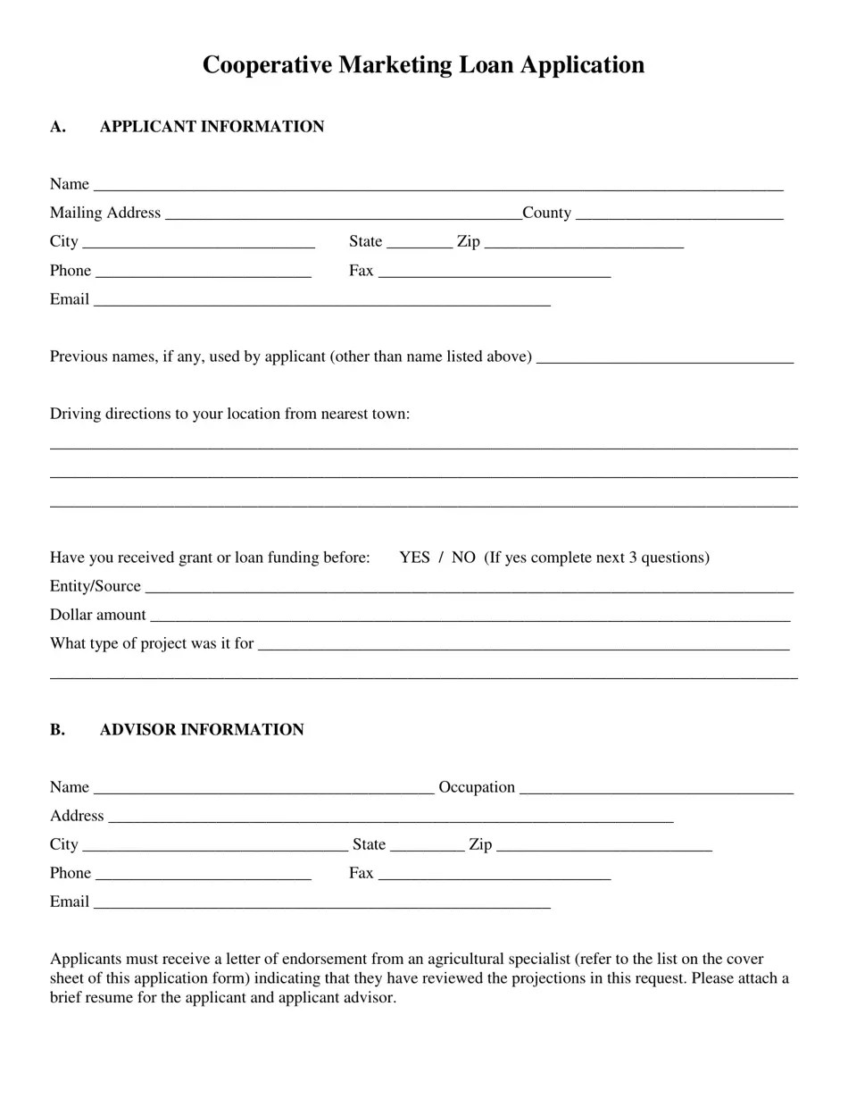 Oklahoma Cooperative Marketing Loan Application Form Fill Out, Sign
