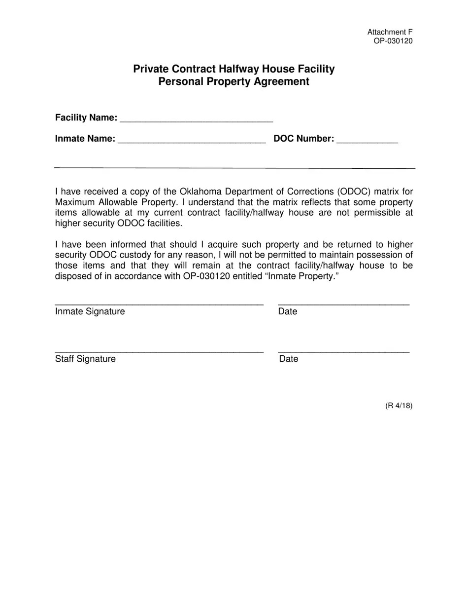 Form OP030120 Attachment F Fill Out, Sign Online and Download