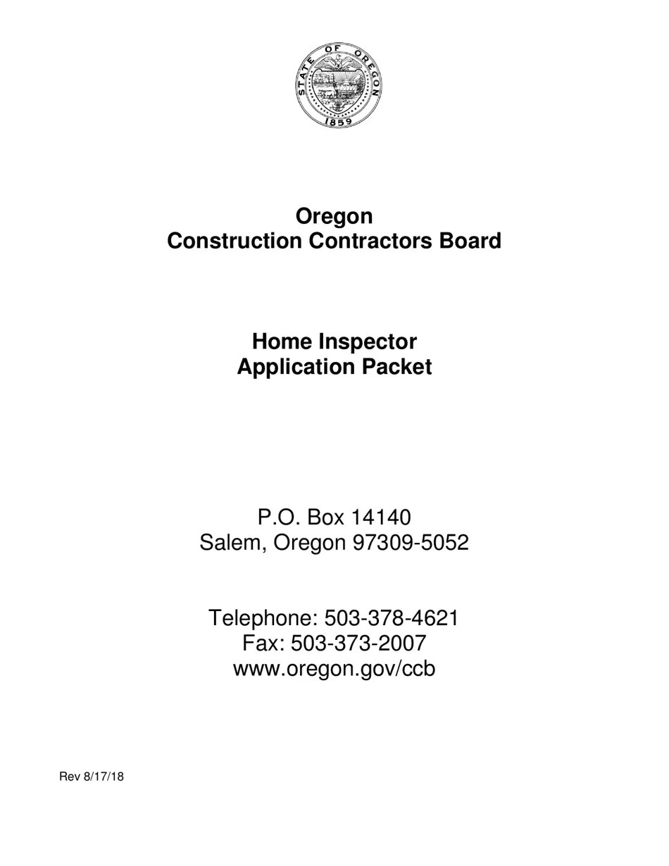 Oregon Home Inspector Application Packet Fill Out, Sign Online and