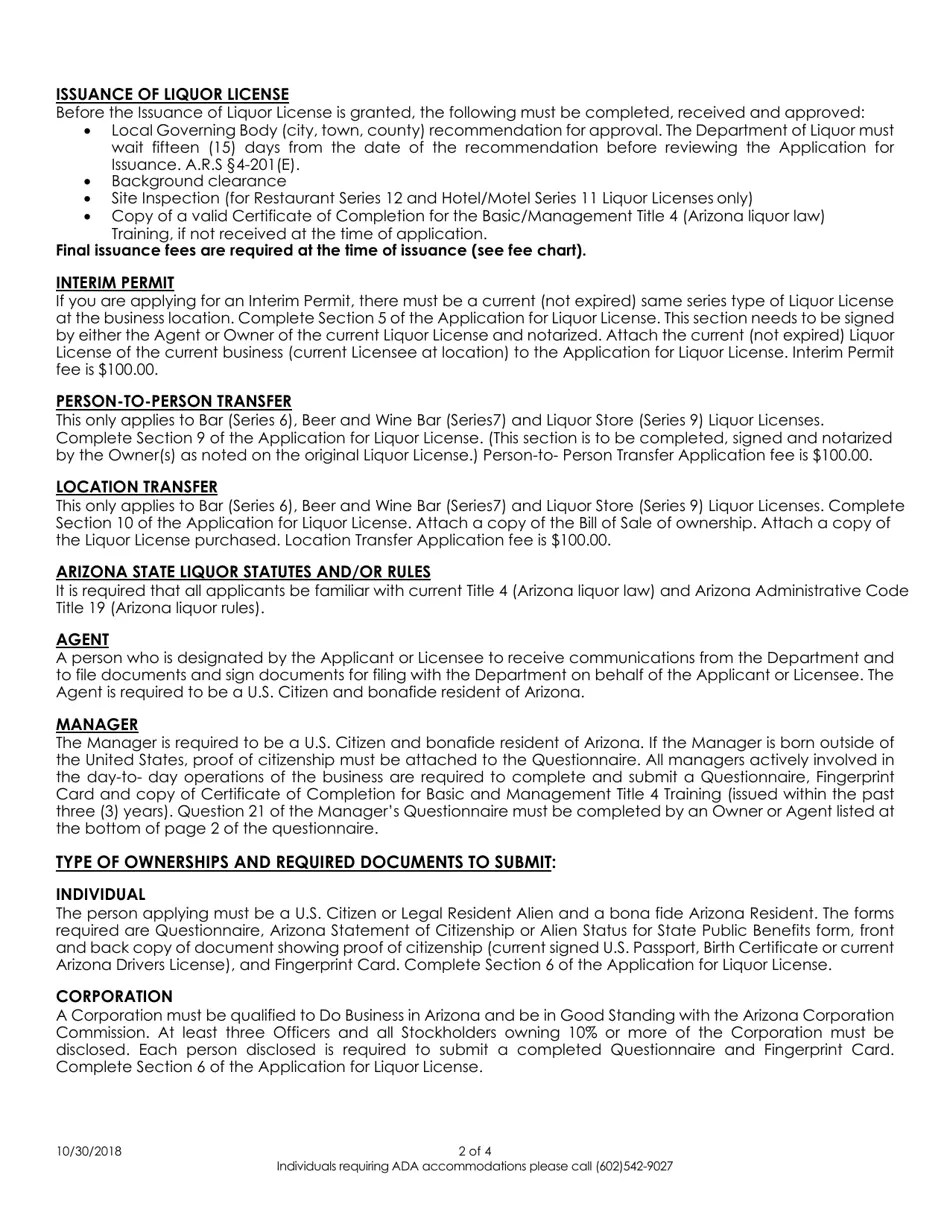 Download Instructions for Application for Liquor License PDF Templateroller