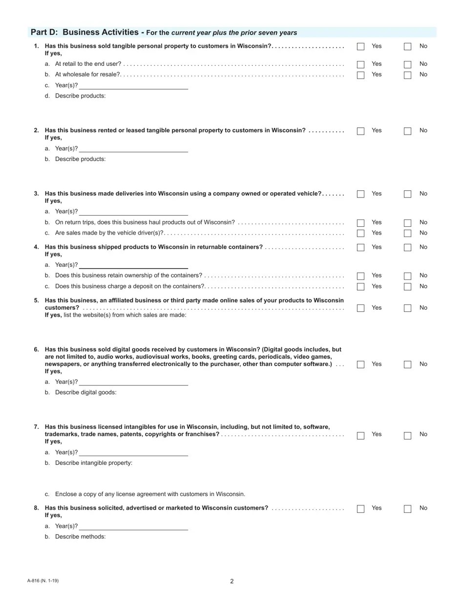 Form A816 Fill Out, Sign Online and Download Fillable PDF, Wisconsin
