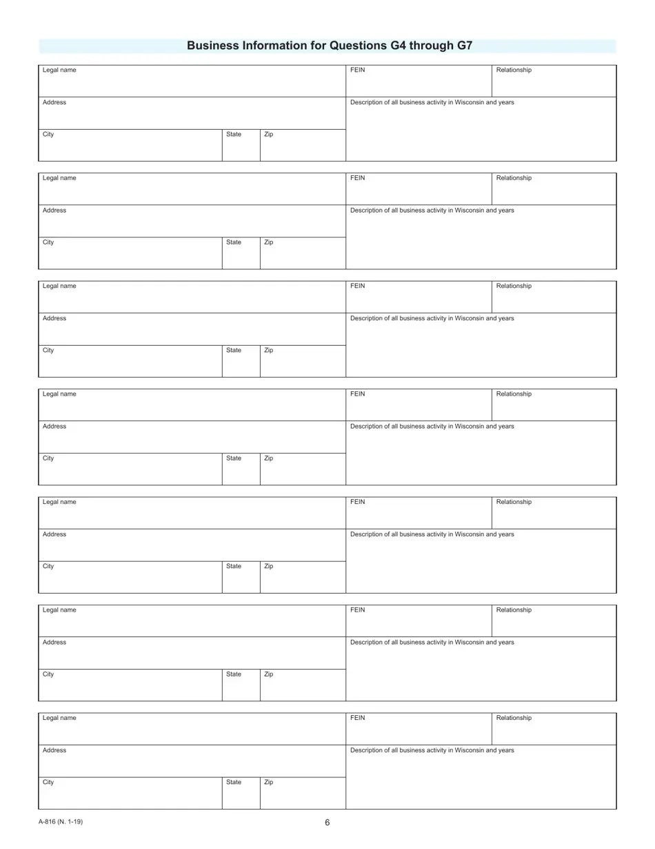 Form A816 Fill Out, Sign Online and Download Fillable PDF, Wisconsin