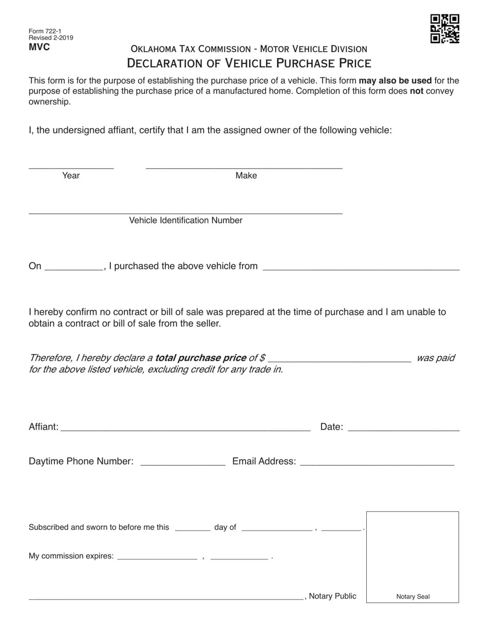 OTC Form 7221 Download Fillable PDF or Fill Online Declaration of