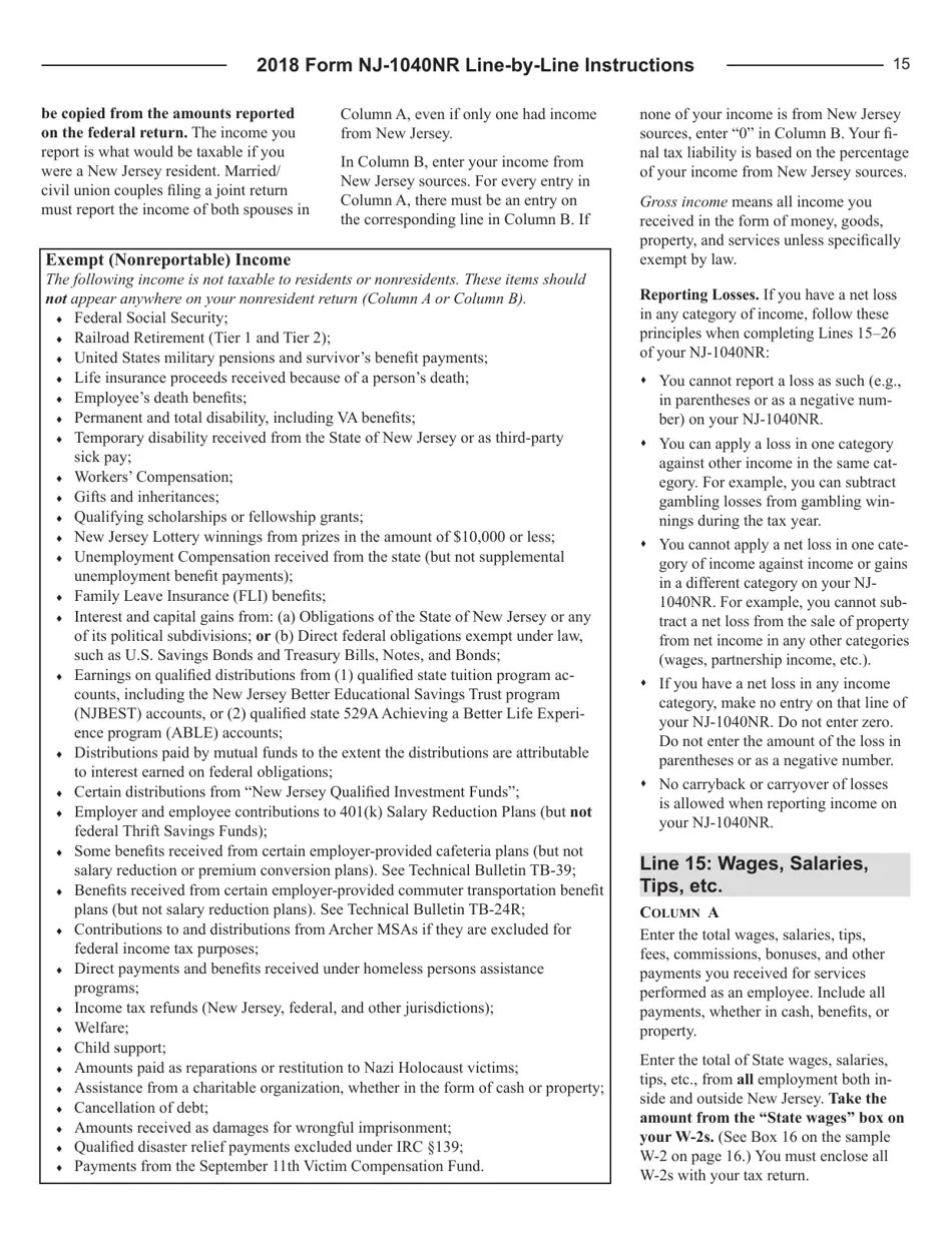 Download Instructions for Form NJ1040NR New Jersey Tax