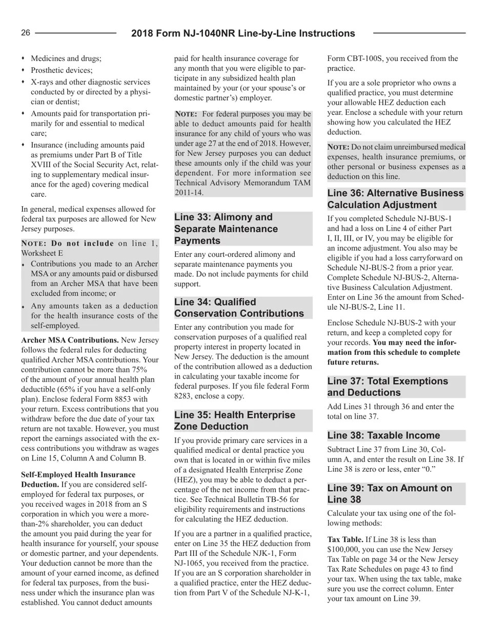 Download Instructions for Form NJ1040NR New Jersey Tax