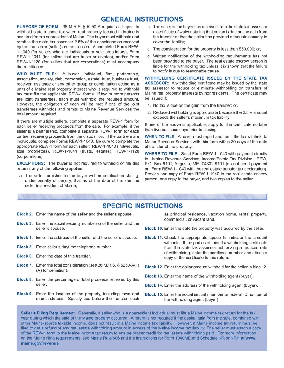 Form REW11040 2019 Fill Out, Sign Online and Download Printable