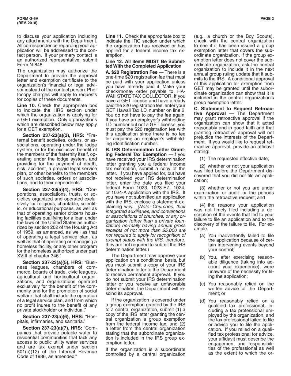 Download Instructions for Form G6, G6S Application for Exemption From