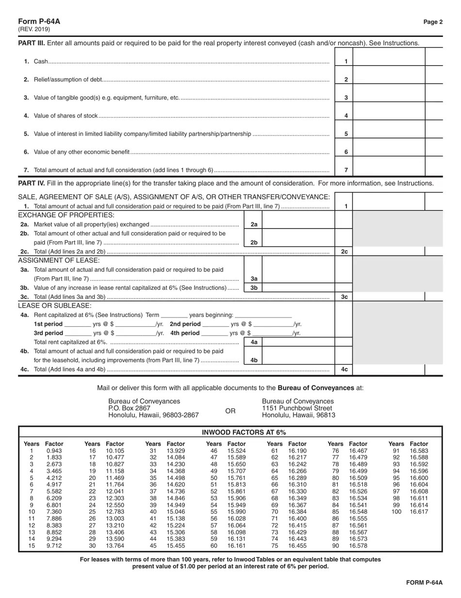 Form P64A Fill Out, Sign Online and Download Fillable PDF, Hawaii