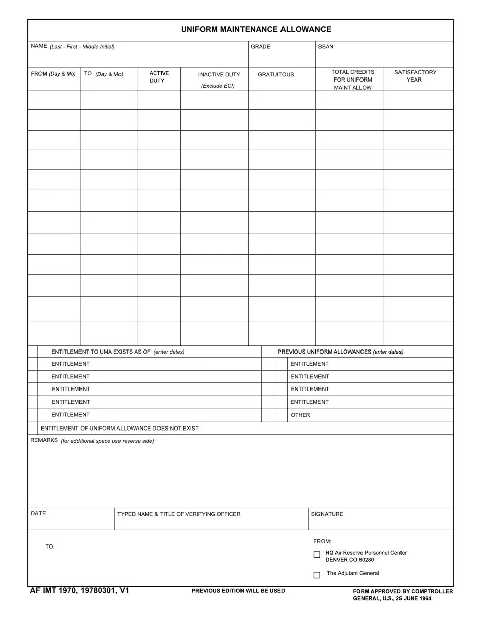 AF IMT Form 1970 Fill Out, Sign Online and Download Fillable PDF