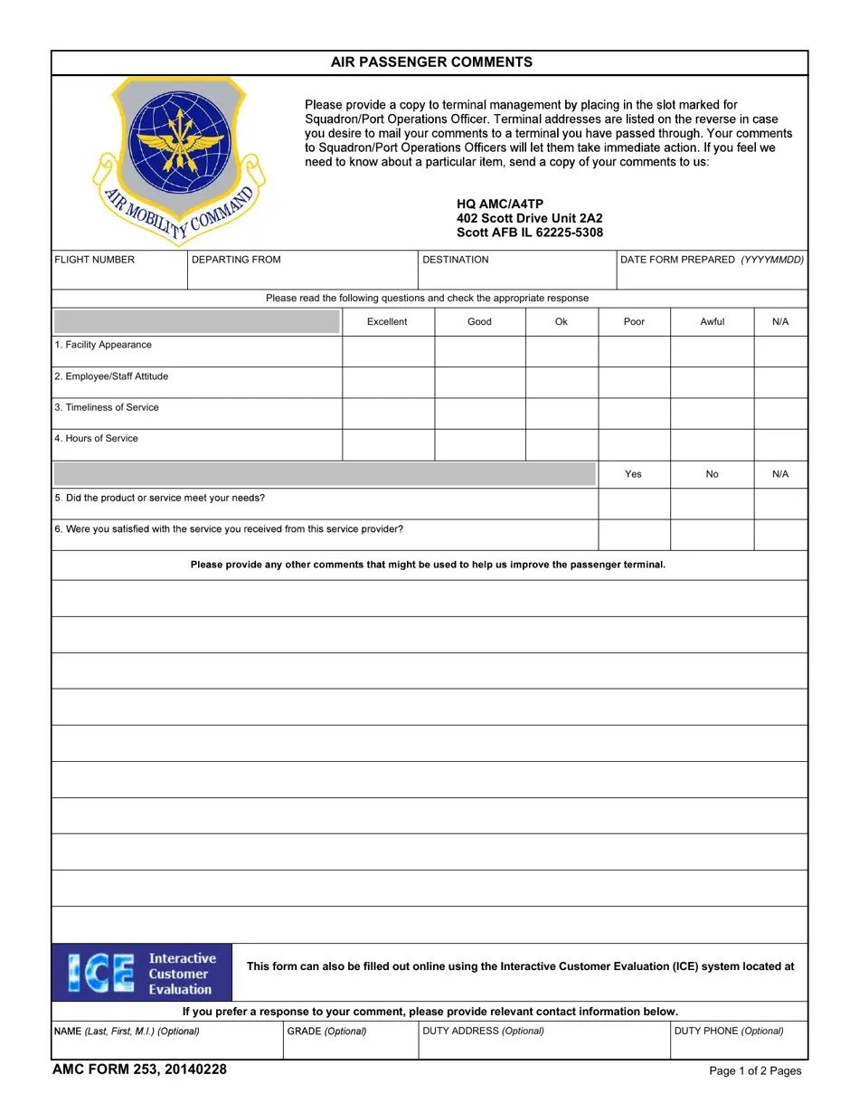 AMC Form 253 Fill Out, Sign Online and Download Fillable PDF