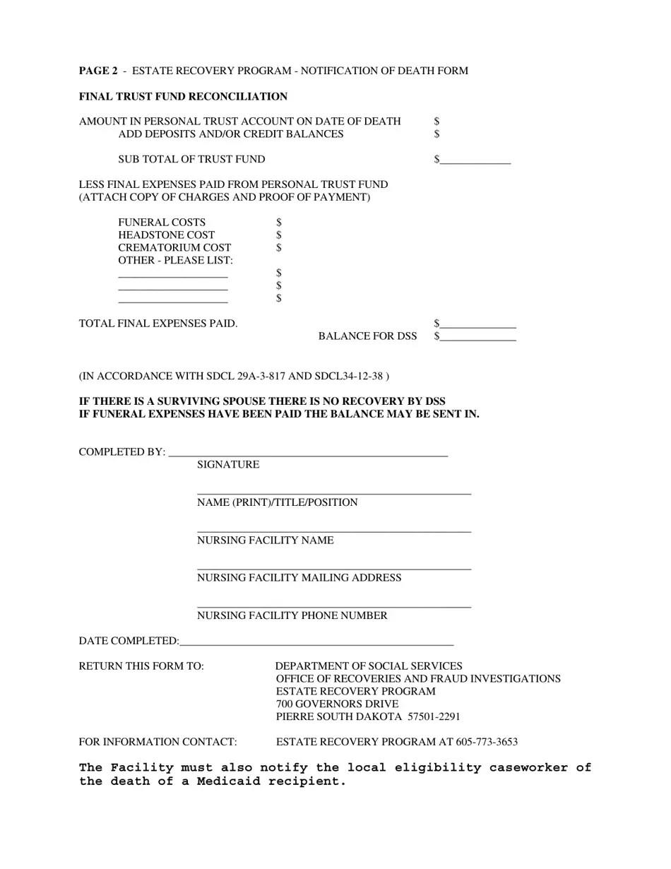 Form DSSRE831 Fill Out, Sign Online and Download Printable PDF, South Dakota Templateroller