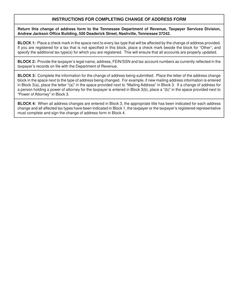 Form RVF1308201 Download Fillable PDF or Fill Online Change of Address