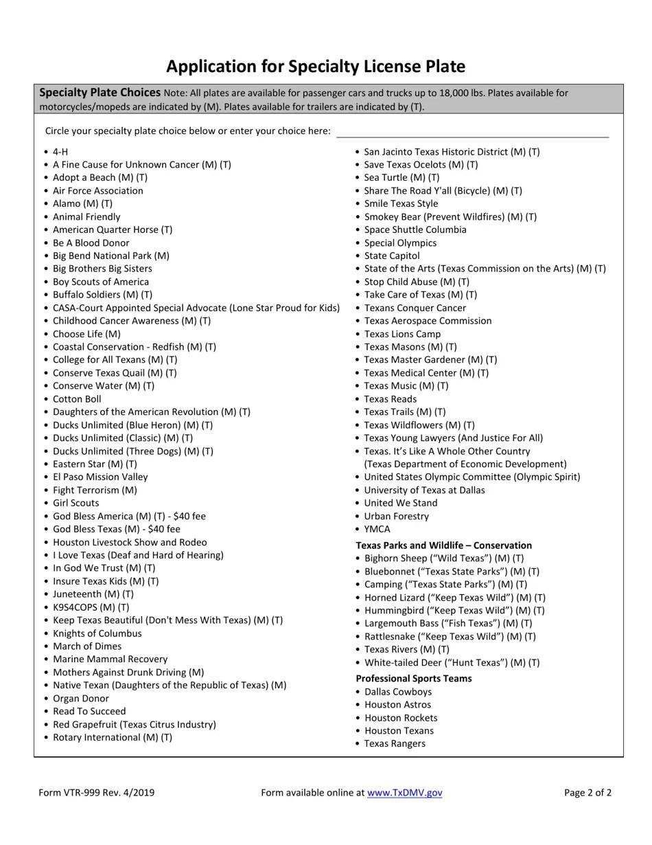 Form VTR999 Fill Out, Sign Online and Download Fillable PDF, Texas
