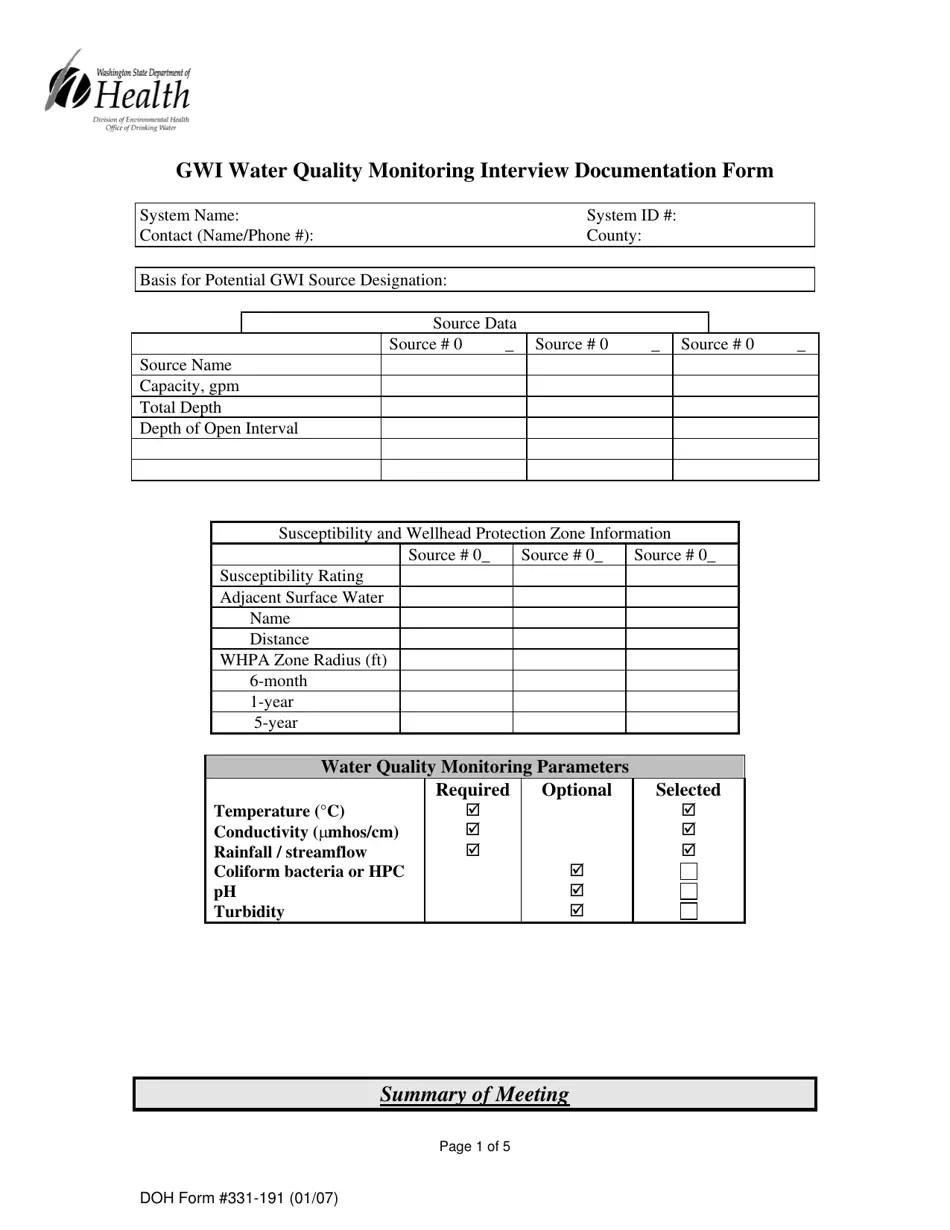 DOH Form 331191 Fill Out, Sign Online and Download Printable PDF, Washington Templateroller