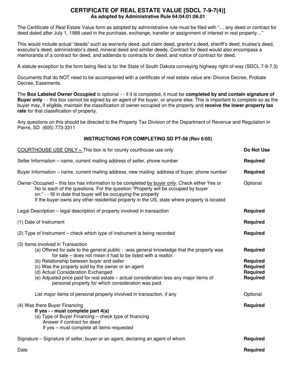 SD Form 0919 (PT56) Fill Out, Sign Online and Download Fillable PDF, South Dakota Templateroller
