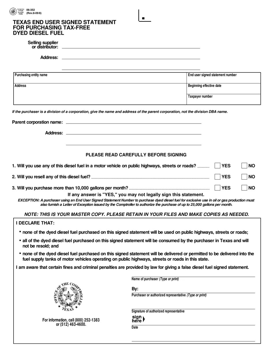 Form 06352 Fill Out, Sign Online and Download Fillable PDF, Texas