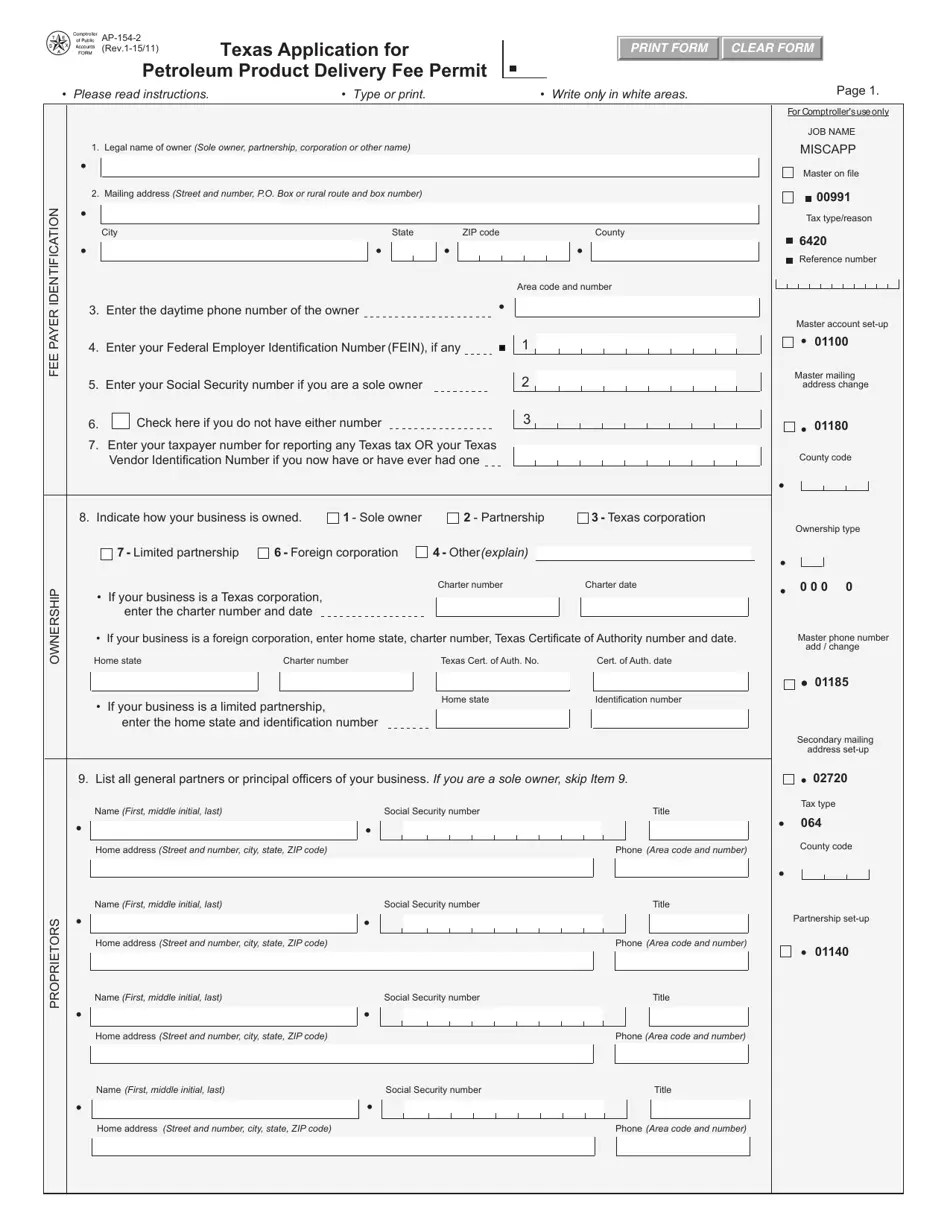 Form AP154 Fill Out, Sign Online and Download Fillable PDF, Texas