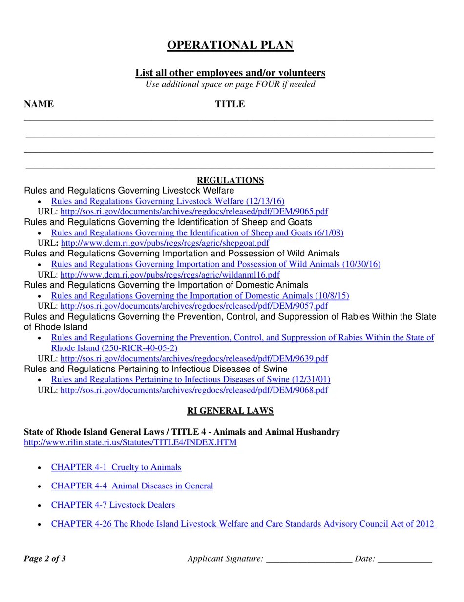 Rhode Island Application for Livestock Dealer License Download