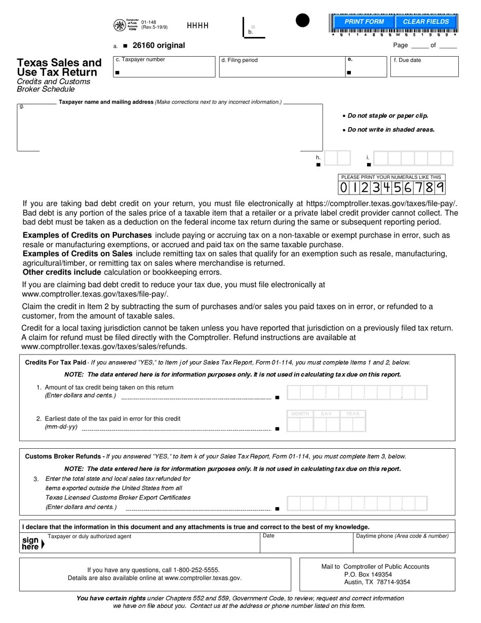 Form 01148 Fill Out, Sign Online and Download Fillable PDF, Texas Templateroller