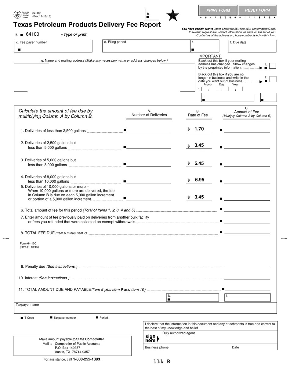 Form 64100 Fill Out, Sign Online and Download Fillable PDF, Texas