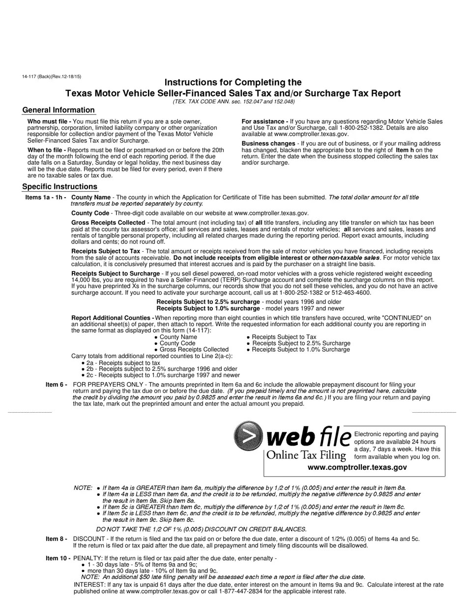Form 14117 Fill Out, Sign Online and Download Fillable PDF, Texas