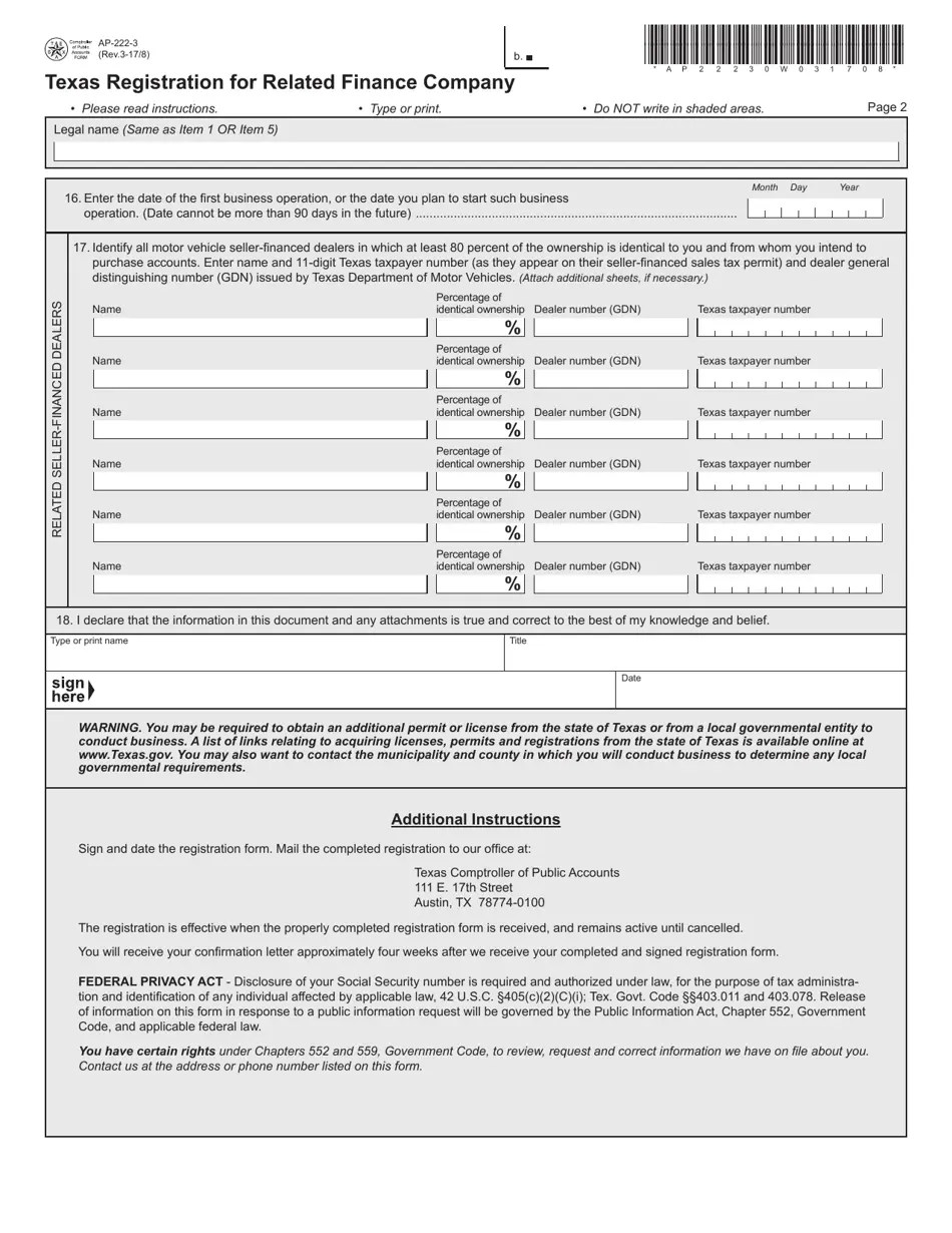 Form AP222 Fill Out, Sign Online and Download Fillable PDF, Texas