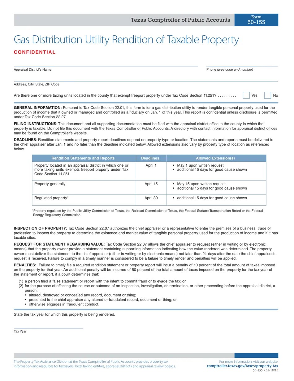 Form 50155 Fill Out, Sign Online and Download Fillable PDF, Texas