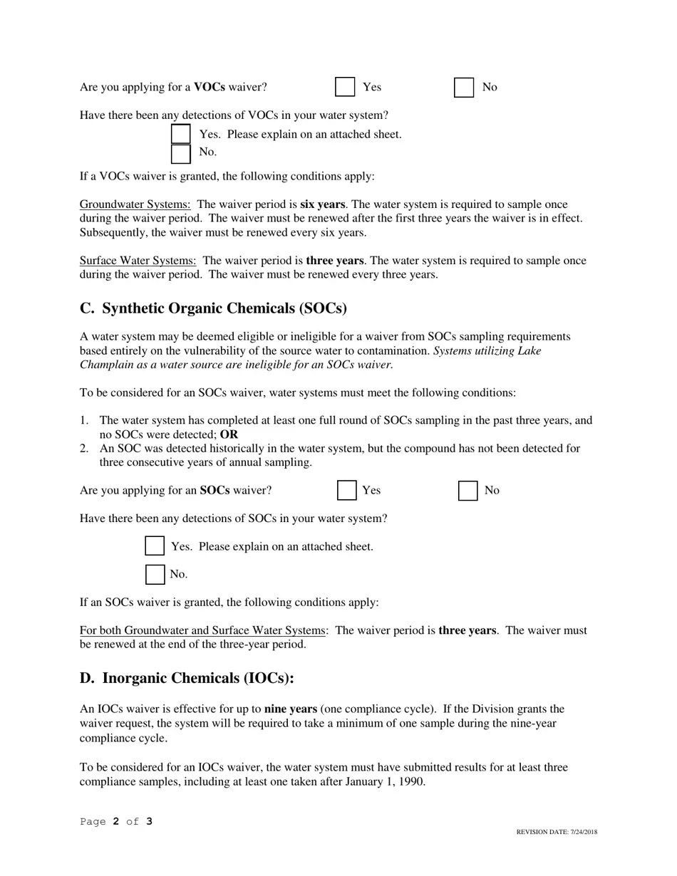 Vermont Phase II/V Monitoring Waiver Application Form Fill Out, Sign