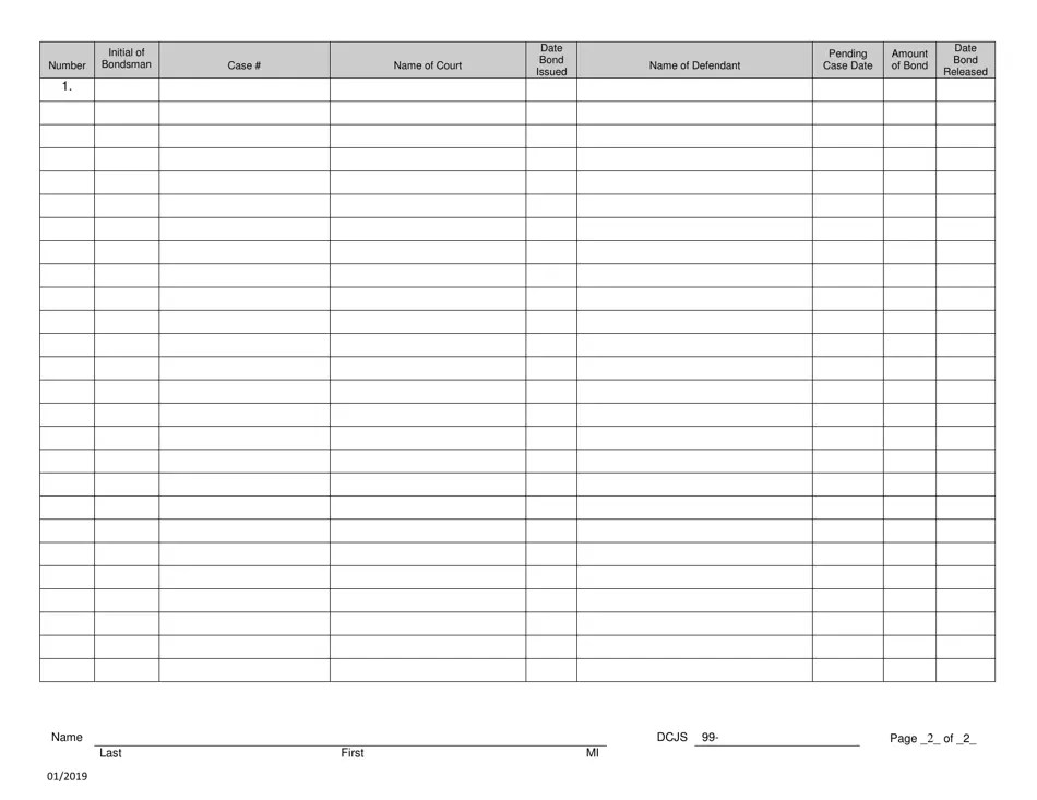 Virginia Monthly Outstanding Bond Report Form Property Bail Bondsman