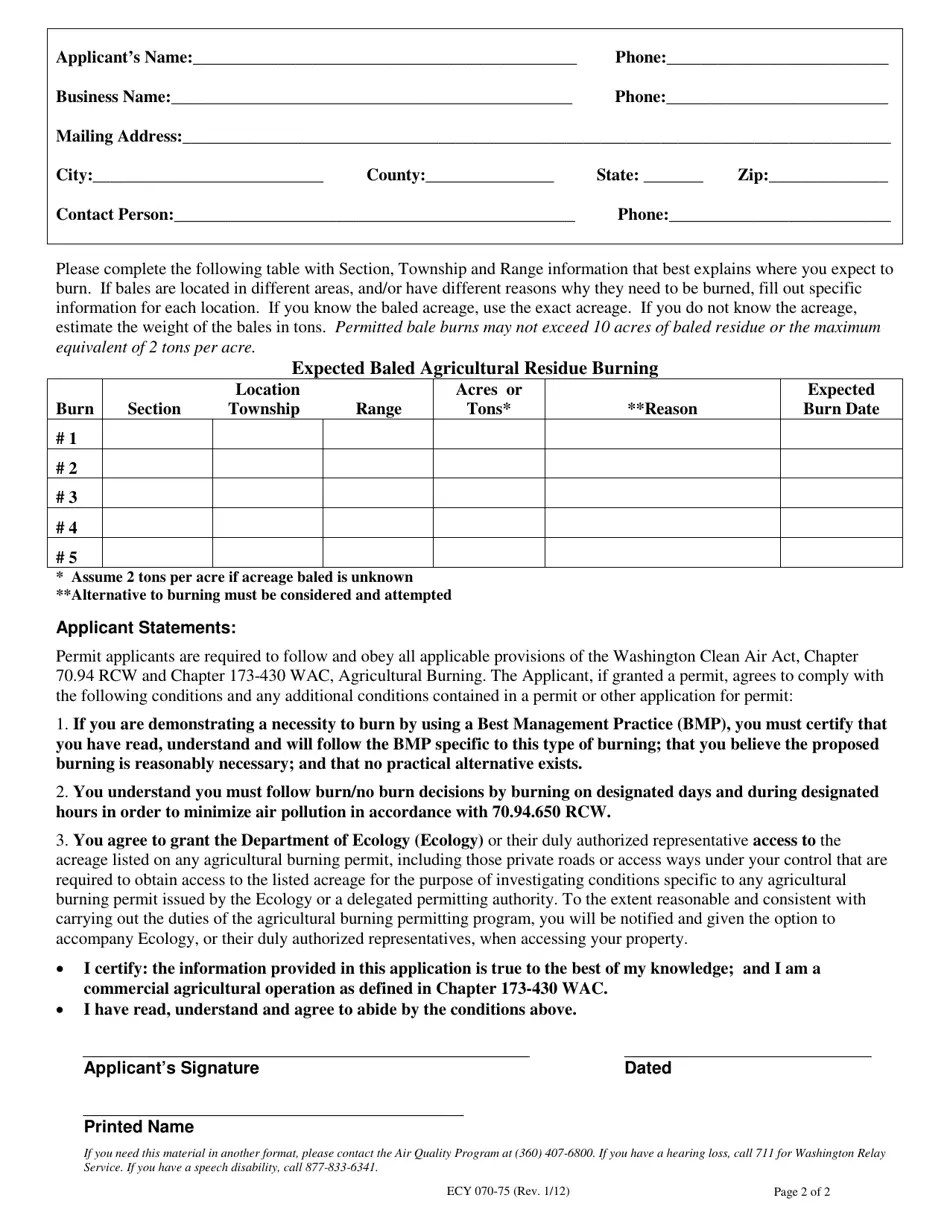 Form ECY07075 Fill Out, Sign Online and Download Fillable PDF