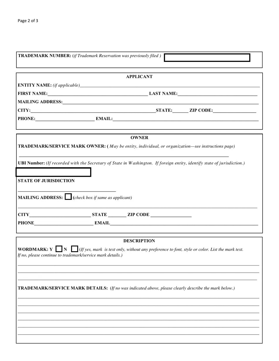 Washington Trademark Registration Form Fill Out, Sign Online and Download PDF Templateroller