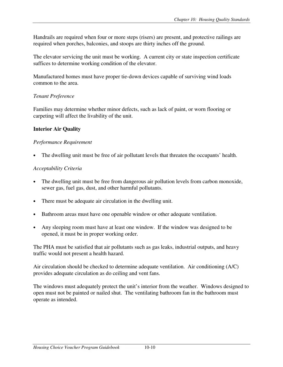 Chapter 10 Housing Quality Standards Housing Choice Voucher Program