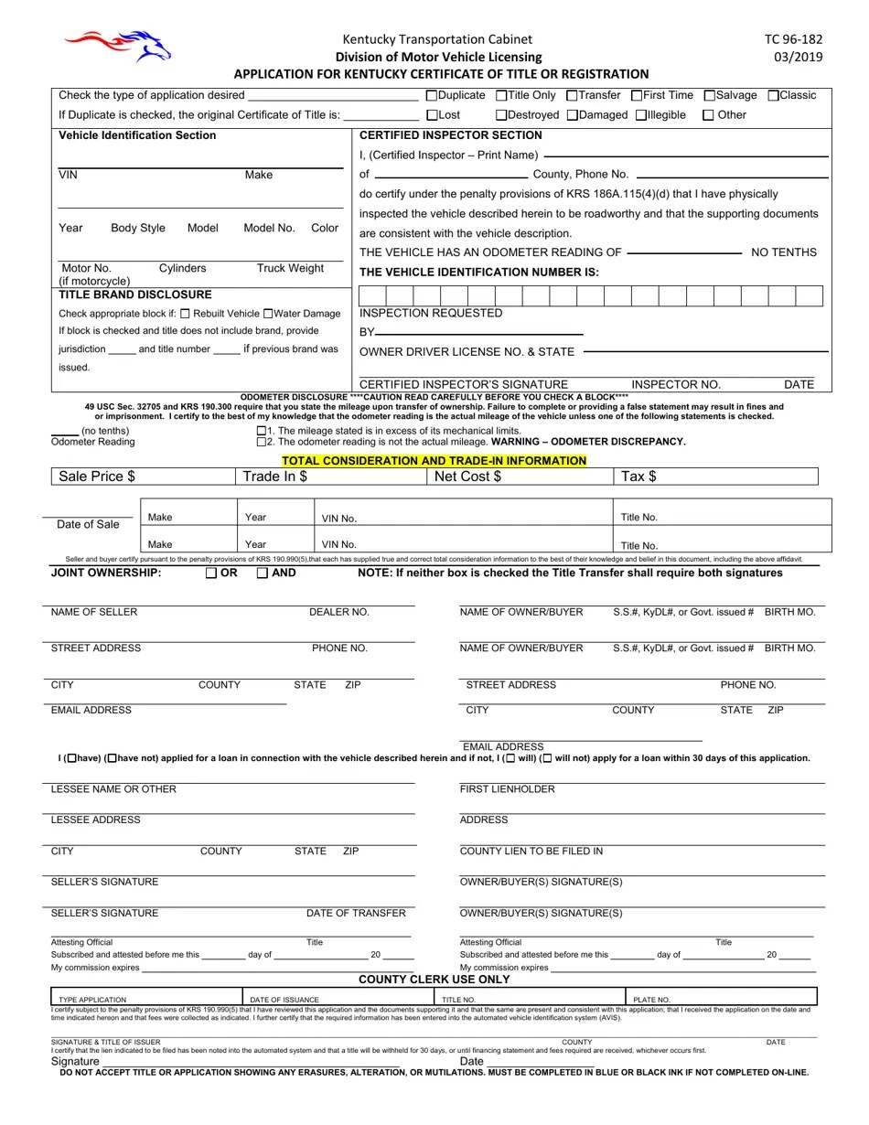 Form TC96182 Fill Out, Sign Online and Download Printable PDF