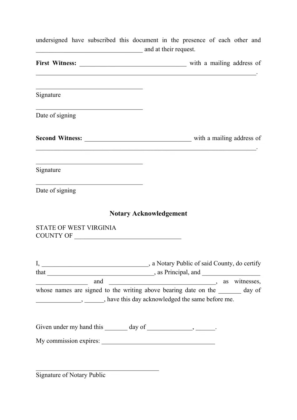 West Virginia Living Will Form Fill Out, Sign Online and Download PDF
