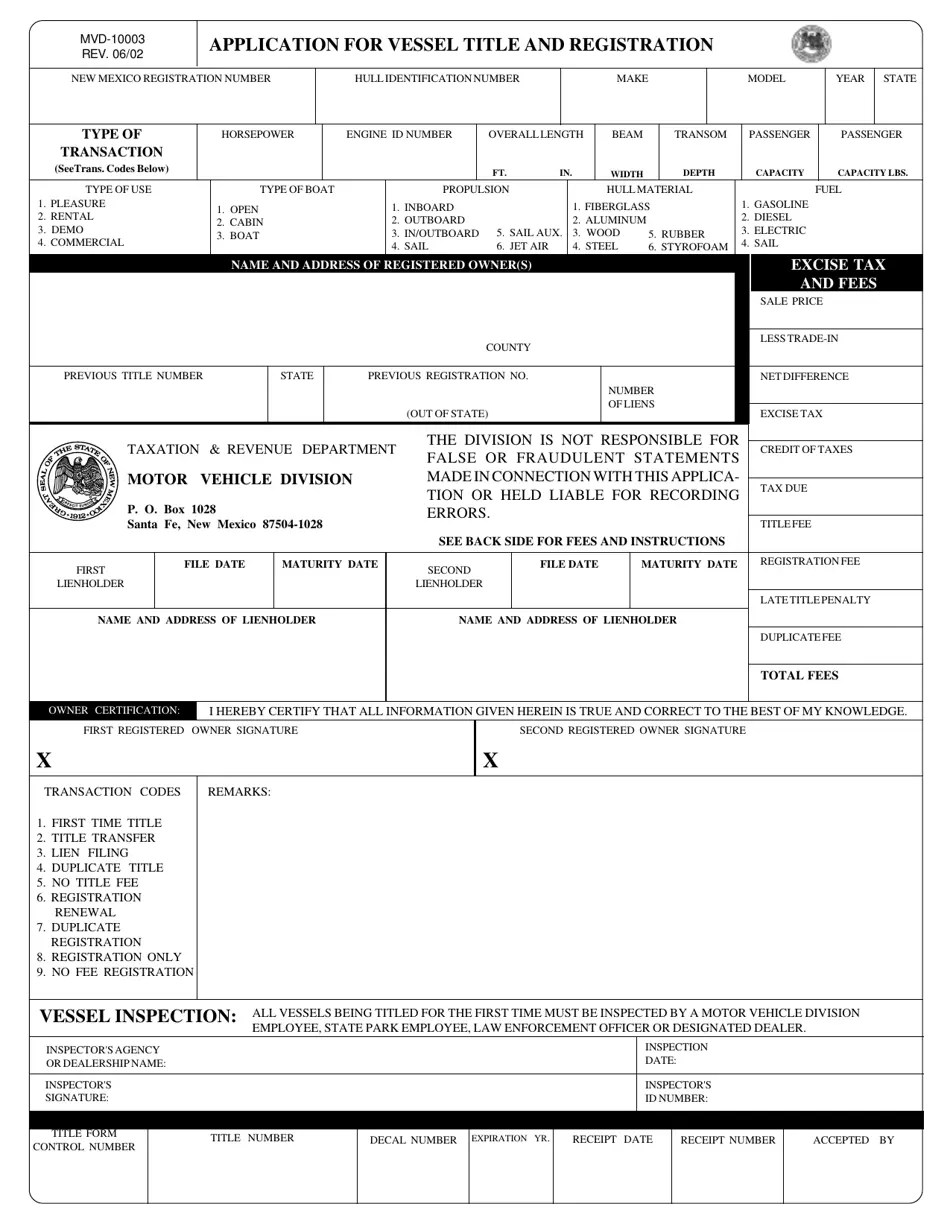 Form MVD10003 Fill Out, Sign Online and Download Printable PDF, New