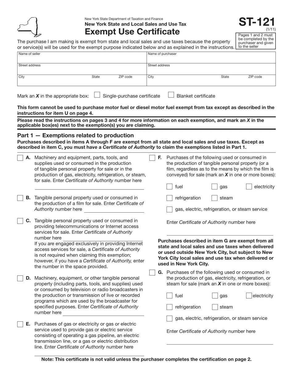 Form ST121 Fill Out, Sign Online and Download Fillable PDF, New York(08)