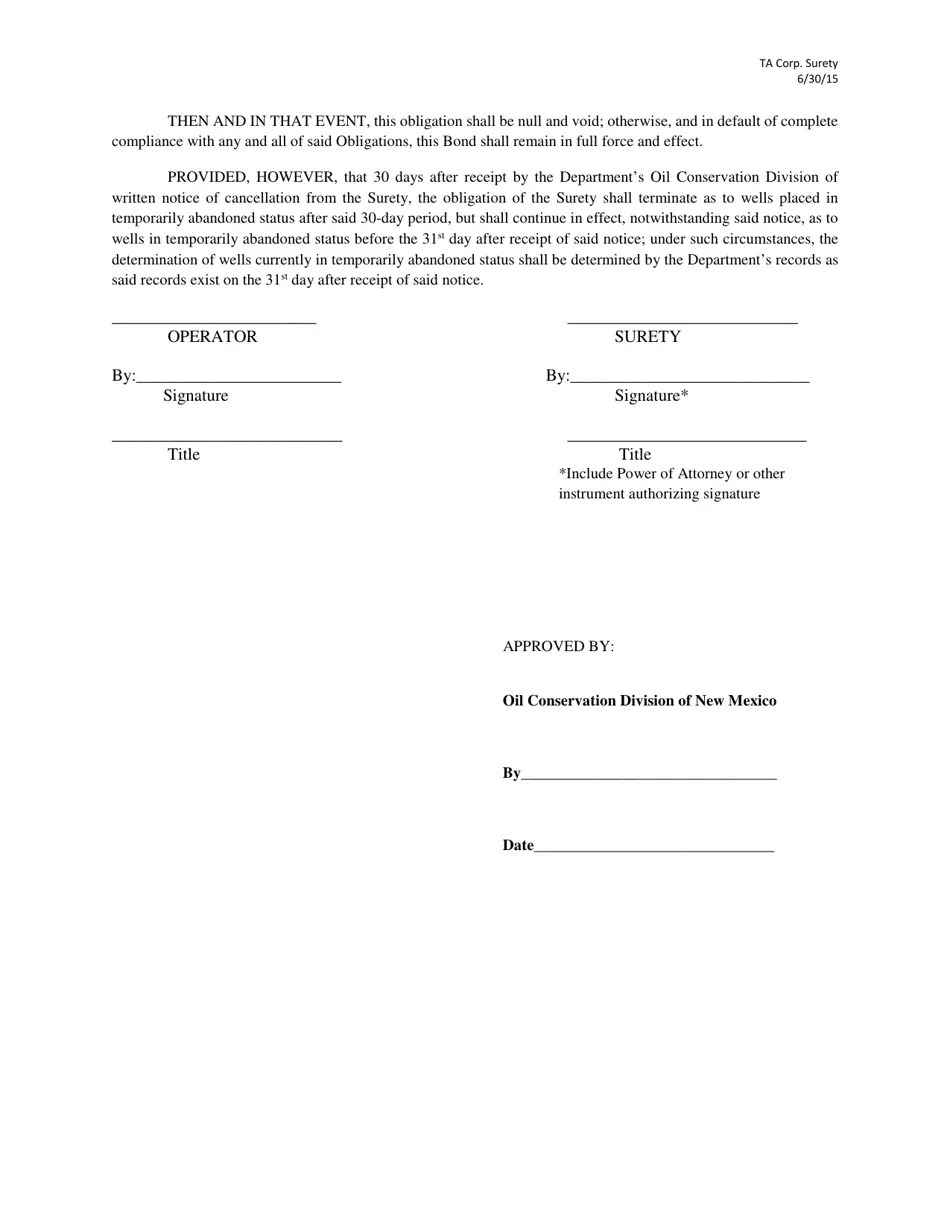 New Mexico Blanket Plugging Surety Bond Financial Assurance for Wells