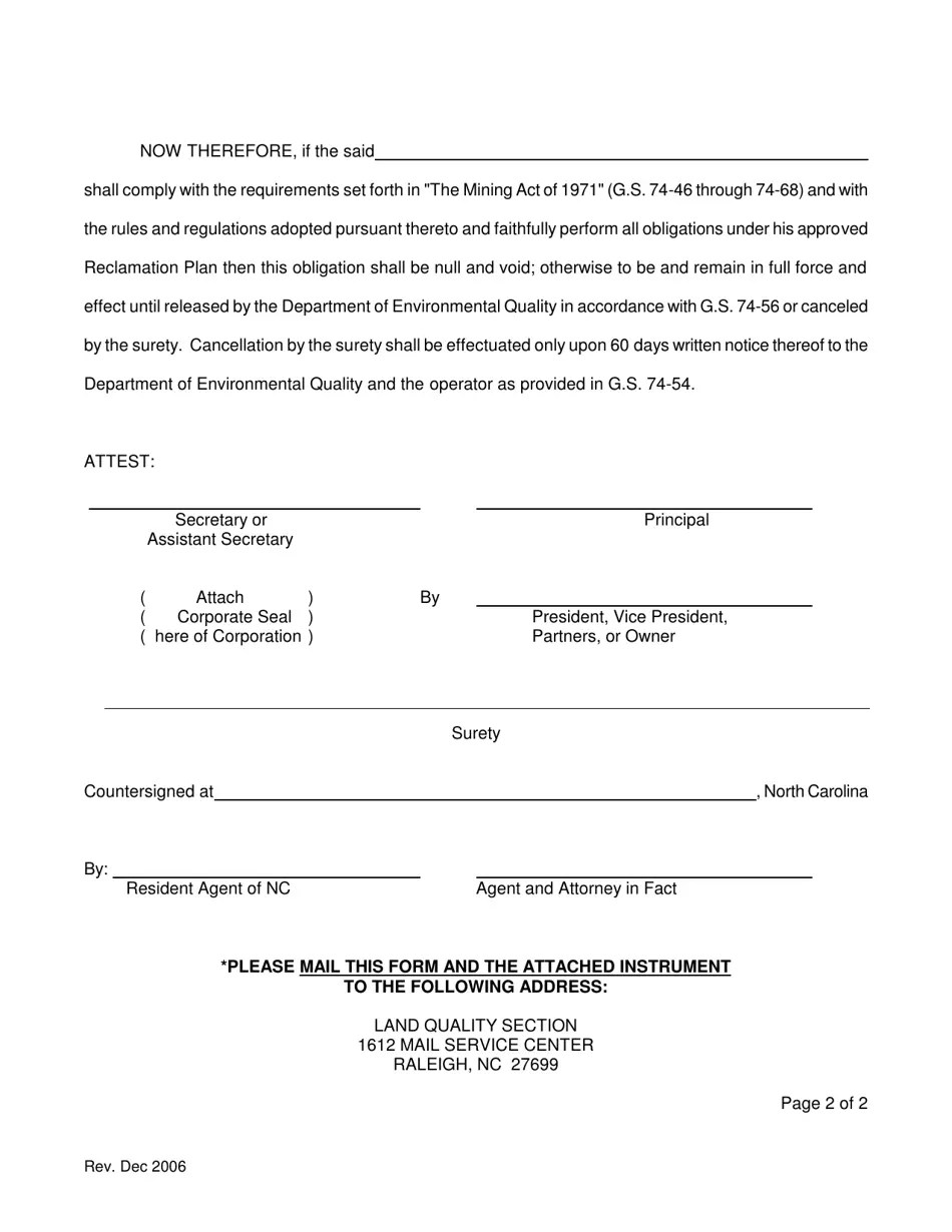 North Carolina Surety Bond Fill Out, Sign Online and Download PDF