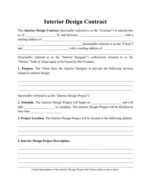 Interior Design Contract Template Download Printable Pdf | Templateroller
