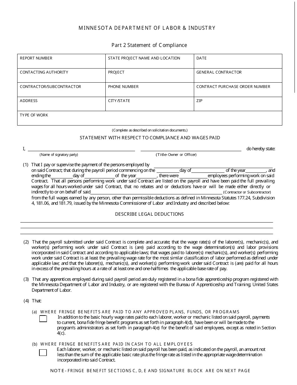 Minnesota Certified Payroll Form Fill Out, Sign Online and Download PDF Templateroller