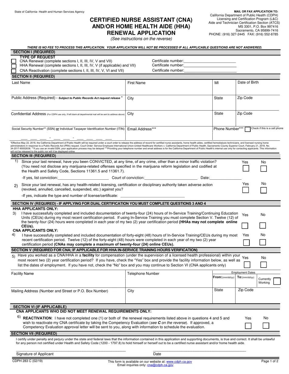 Form CDPH283C Fill Out, Sign Online and Download Fillable PDF