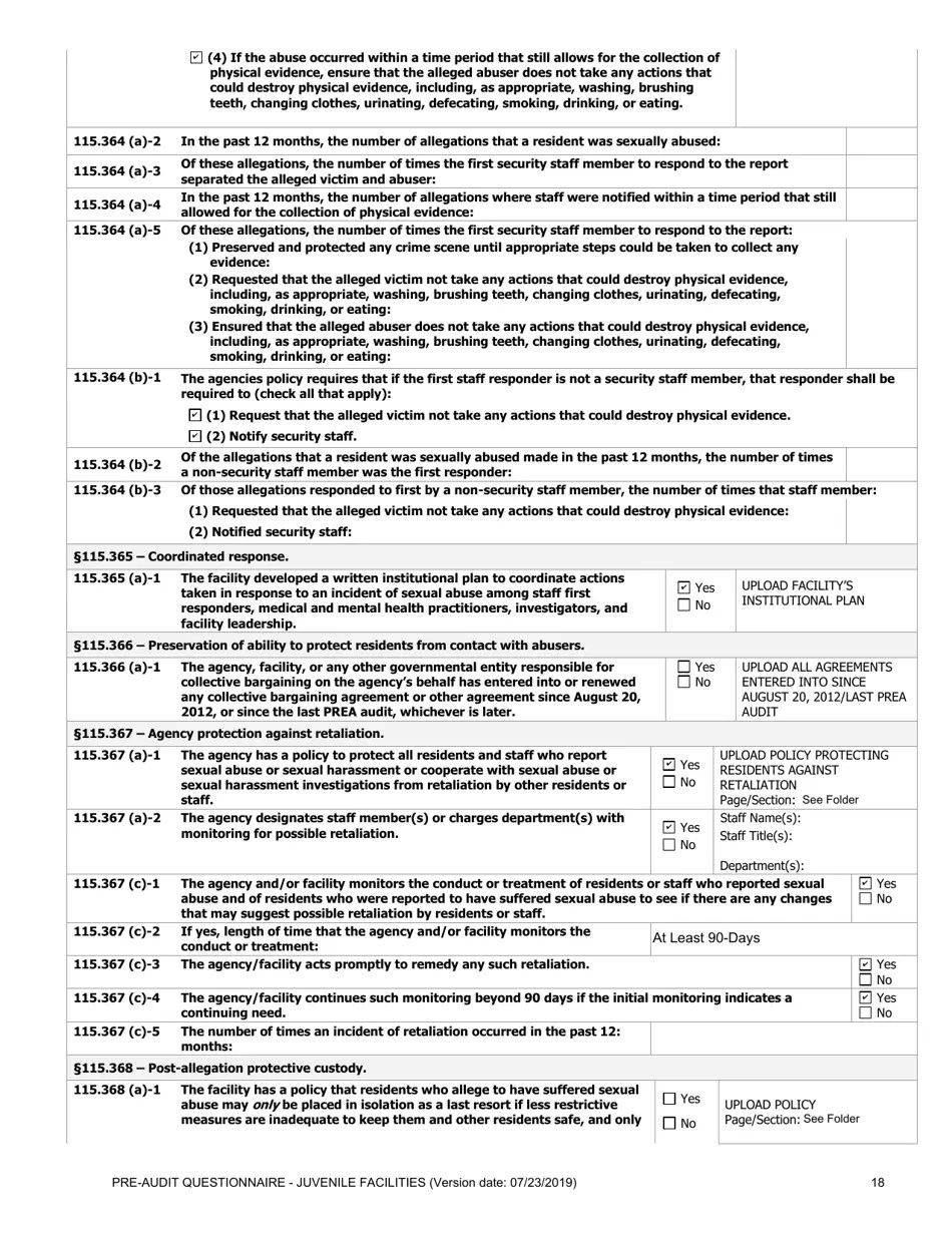 Florida Prea Audit Preaudit Questionnaire Juvenile Facilities Fill Out, Sign Online and