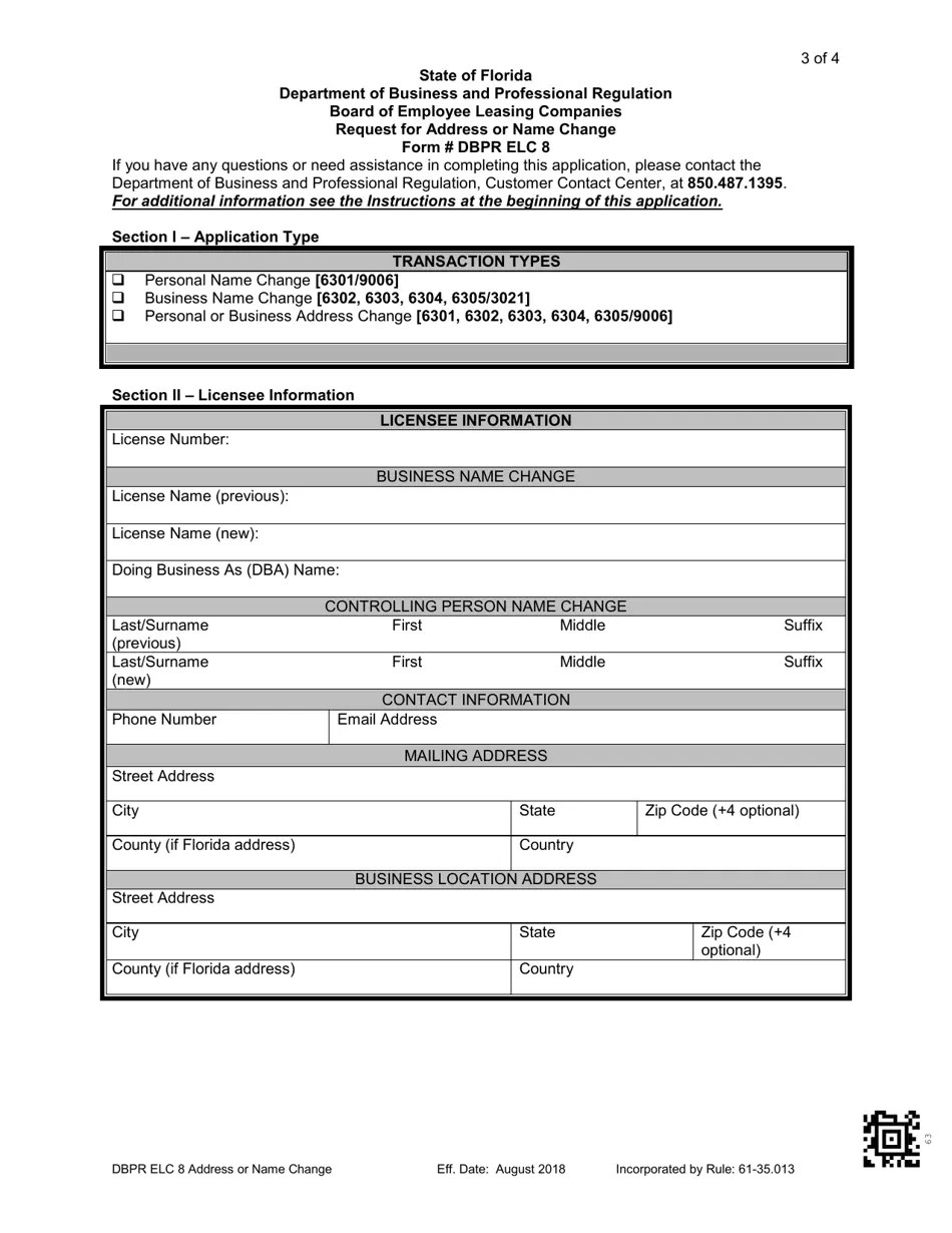 Form DBPR ELC8 Fill Out, Sign Online and Download Printable PDF