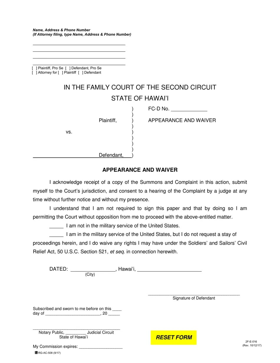 Form 2FE016 Fill Out, Sign Online and Download Fillable PDF, Hawaii Templateroller