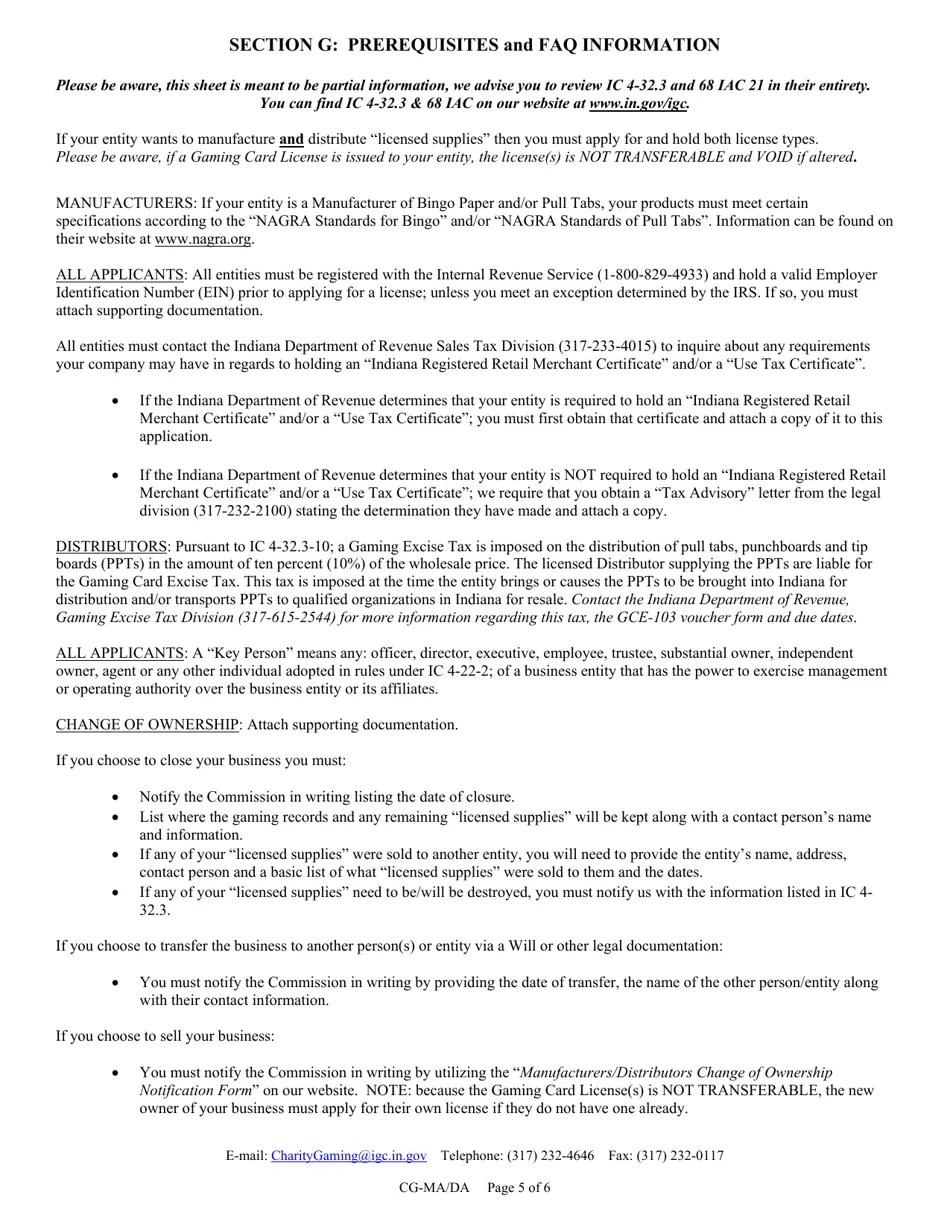 Form CGMA/DA (State Form 45404) Fill Out, Sign Online and Download