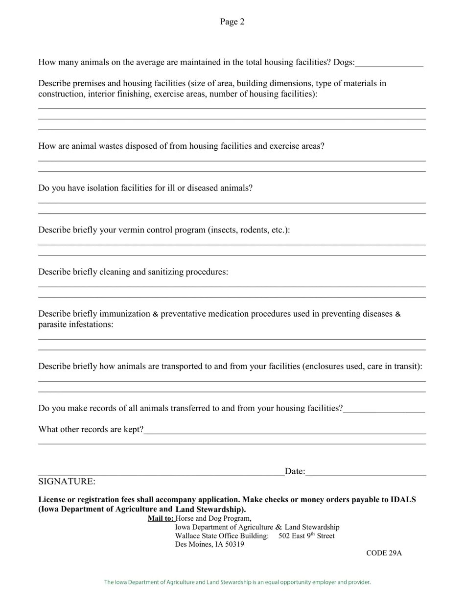 Iowa Application to Operate in Iowa as a Greyhound Commercial Breeder