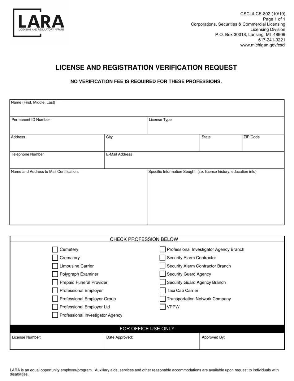 Form CSCL/LCE802 Download Fillable PDF or Fill Online License and